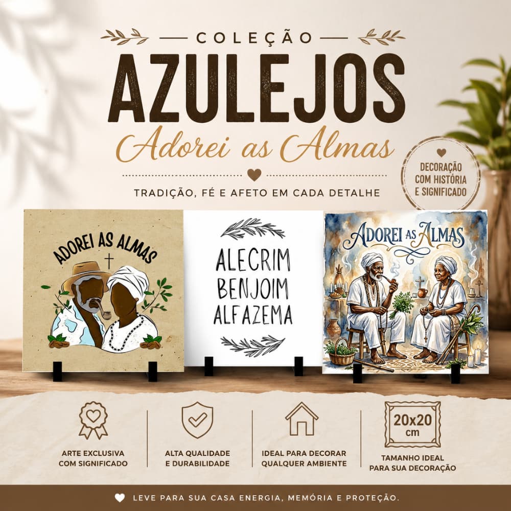 Azulejo Decorativo Umbanda, Entidade, Preto Velho Axé Orixás 20x20cm