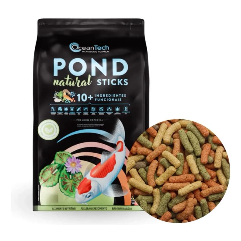 Ração Ocean Tech Pond Natural Sticks 3kg Para Carpas Lago