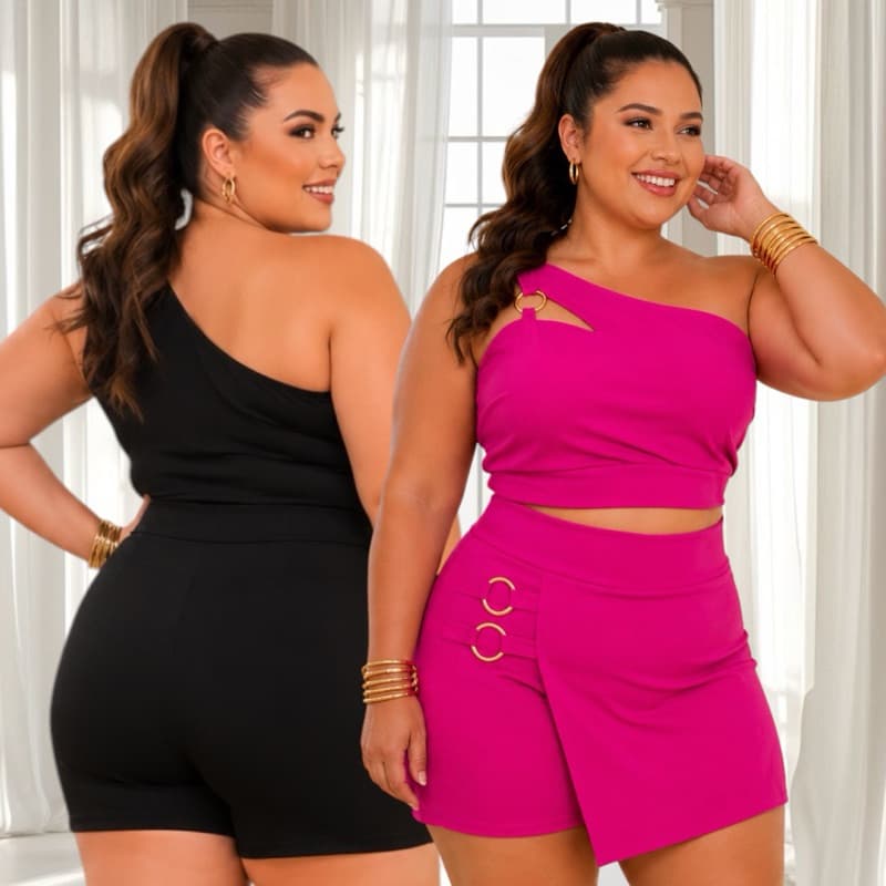 Conjunto Plus Size Roupa Feminino. Conjunto Short Saia Plus size, Cropped plus Size 44ao48