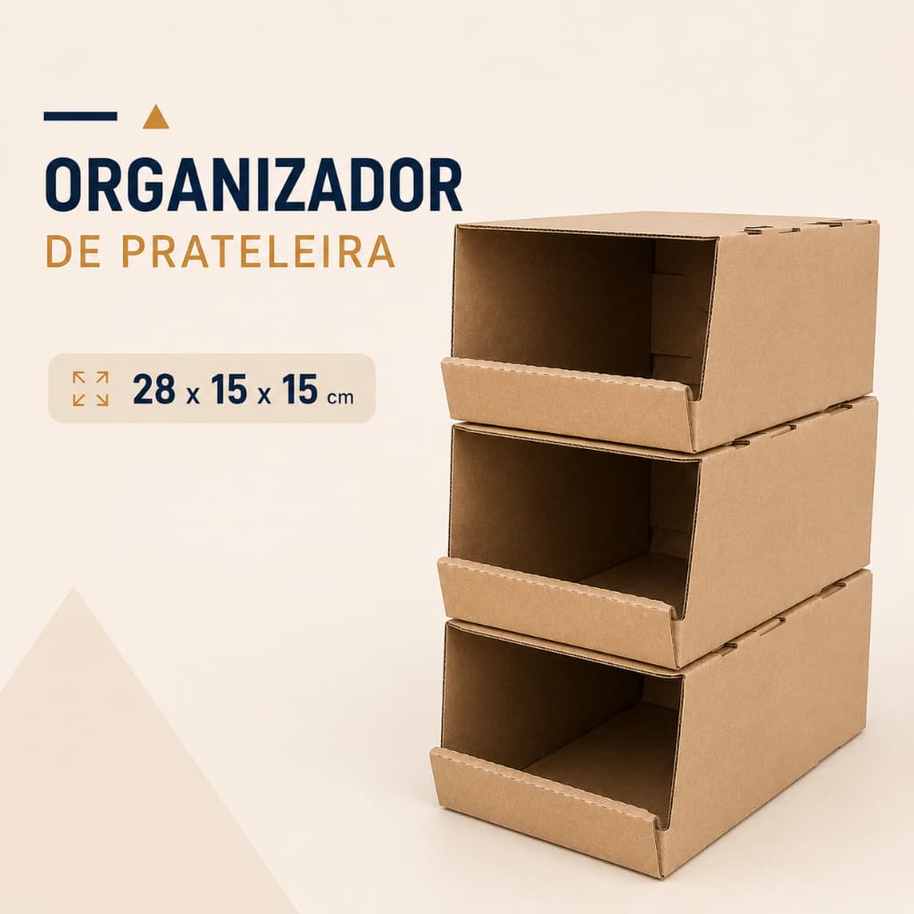 Caixa Papelão Firme Organizadora Empilhável 28x15x15 Organizador de Estoque Oficina Auto Peças