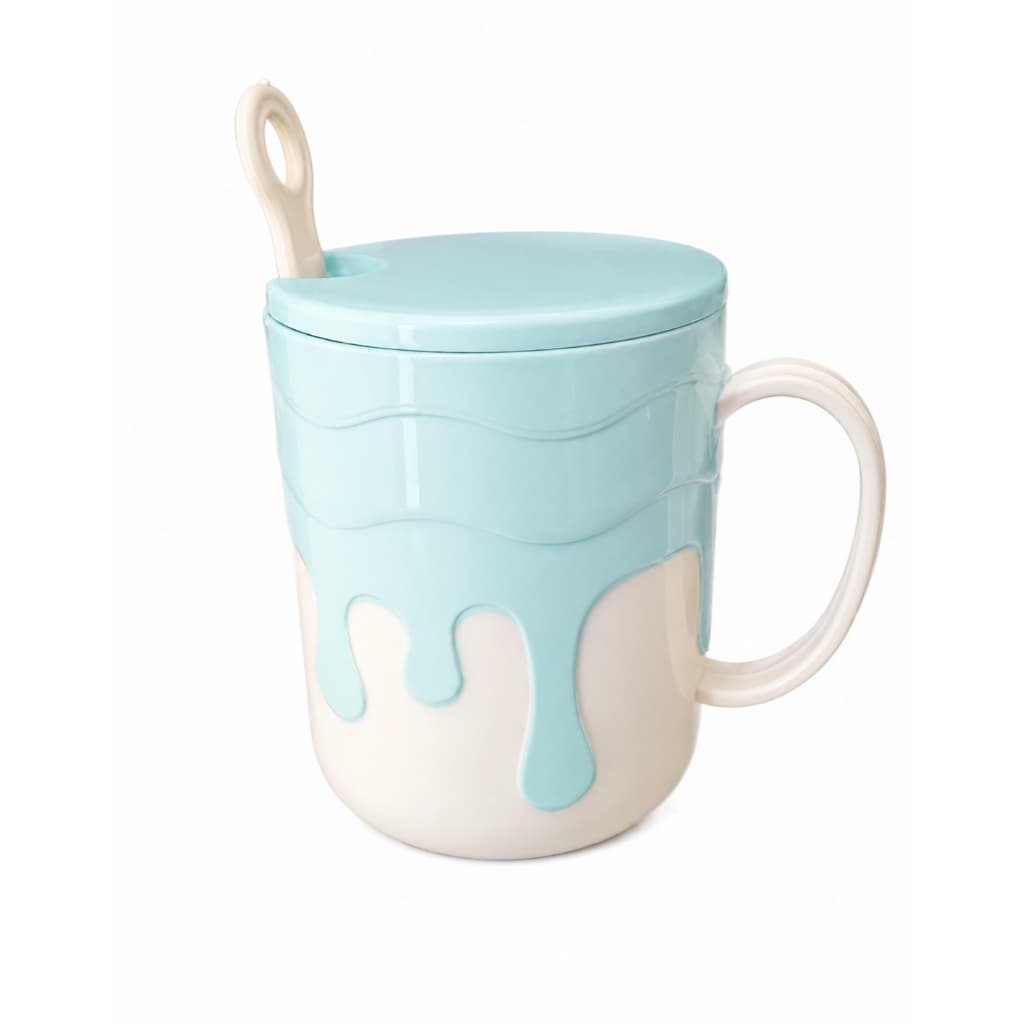 Caneca Criativa Com Tampa E Colher 480ml