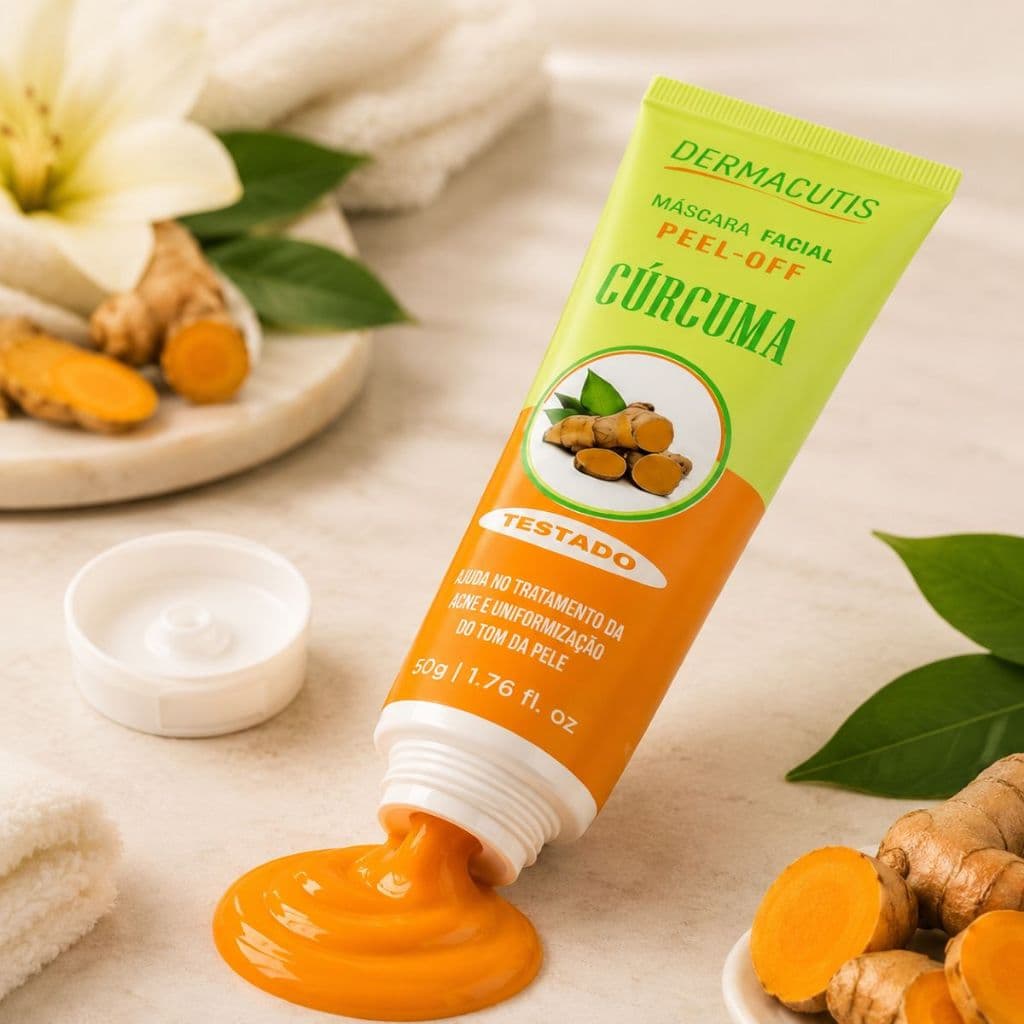 Máscara Cúrcuma kit 2 da Dermacutis, Ajuda no Tratamento da Acne e na Uniformização da Pele PEEL-OFF.
