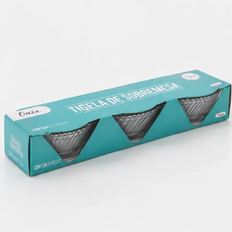 Kit 3 Peças Tigela De Sobremesa Vidro Onix 300 ml