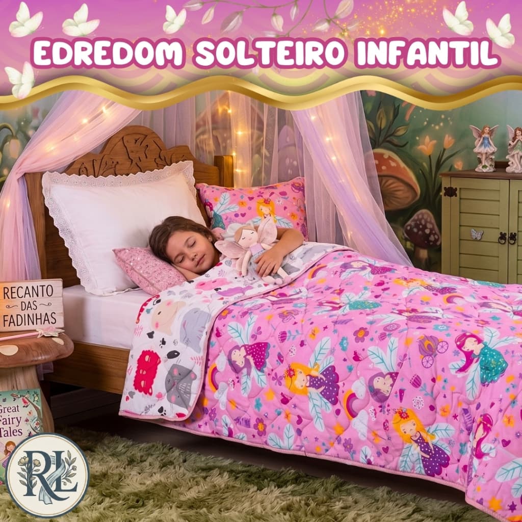 Edredom Tamanho Solteiro Estampas Menino e Menina