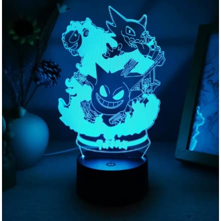 Luminária De Acrílico Pokemon Noturna Led 3d 12x16cm Gengar