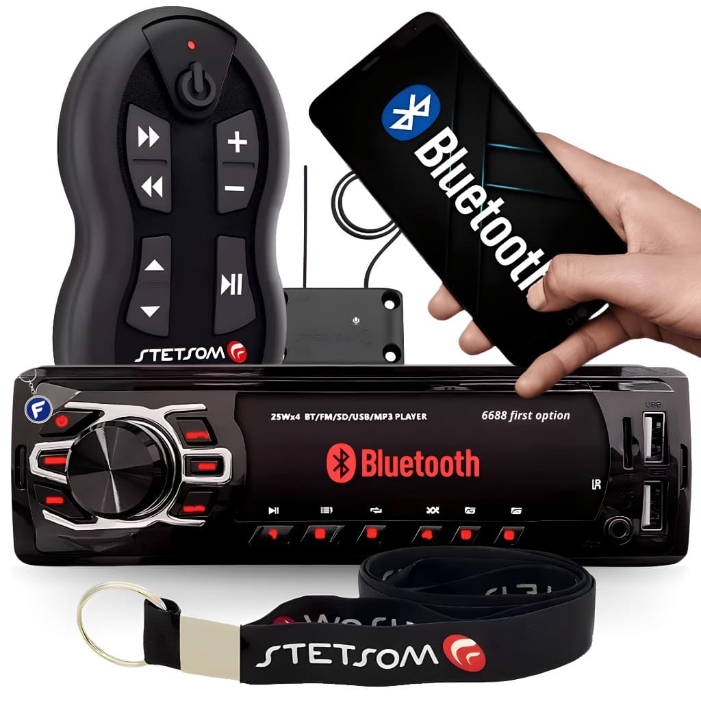 Radio Bluetooth Automotivo Mp3 Player Usb Sd Com Controle Longa Distancia Stetsom 500m