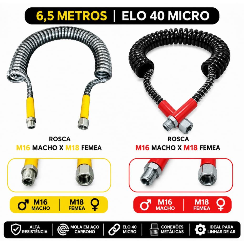 Espiral Carreta Scania 6.5 Metro Macho M18 X Femea M16 Serie