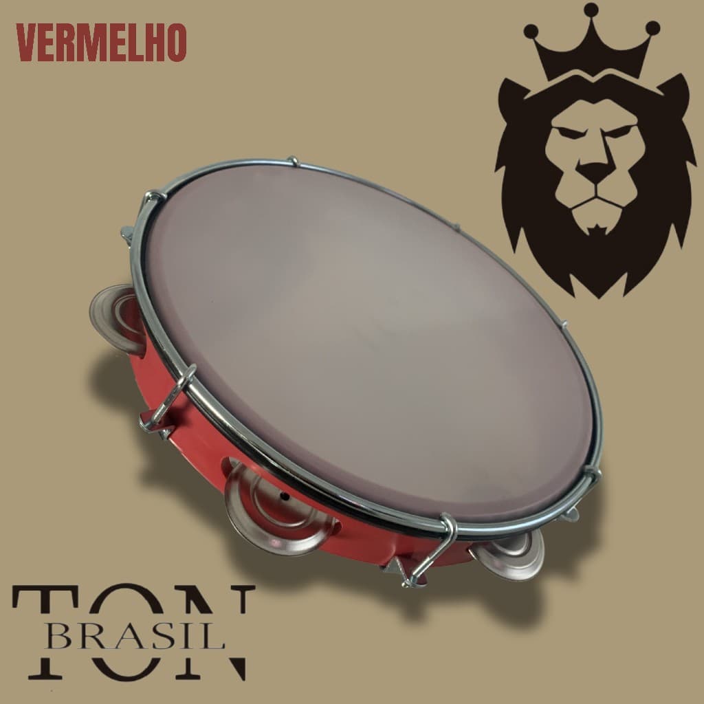 Pandeiro Profissional - RED - 10´ Abs l Pele de Nylon l Platinela de aço