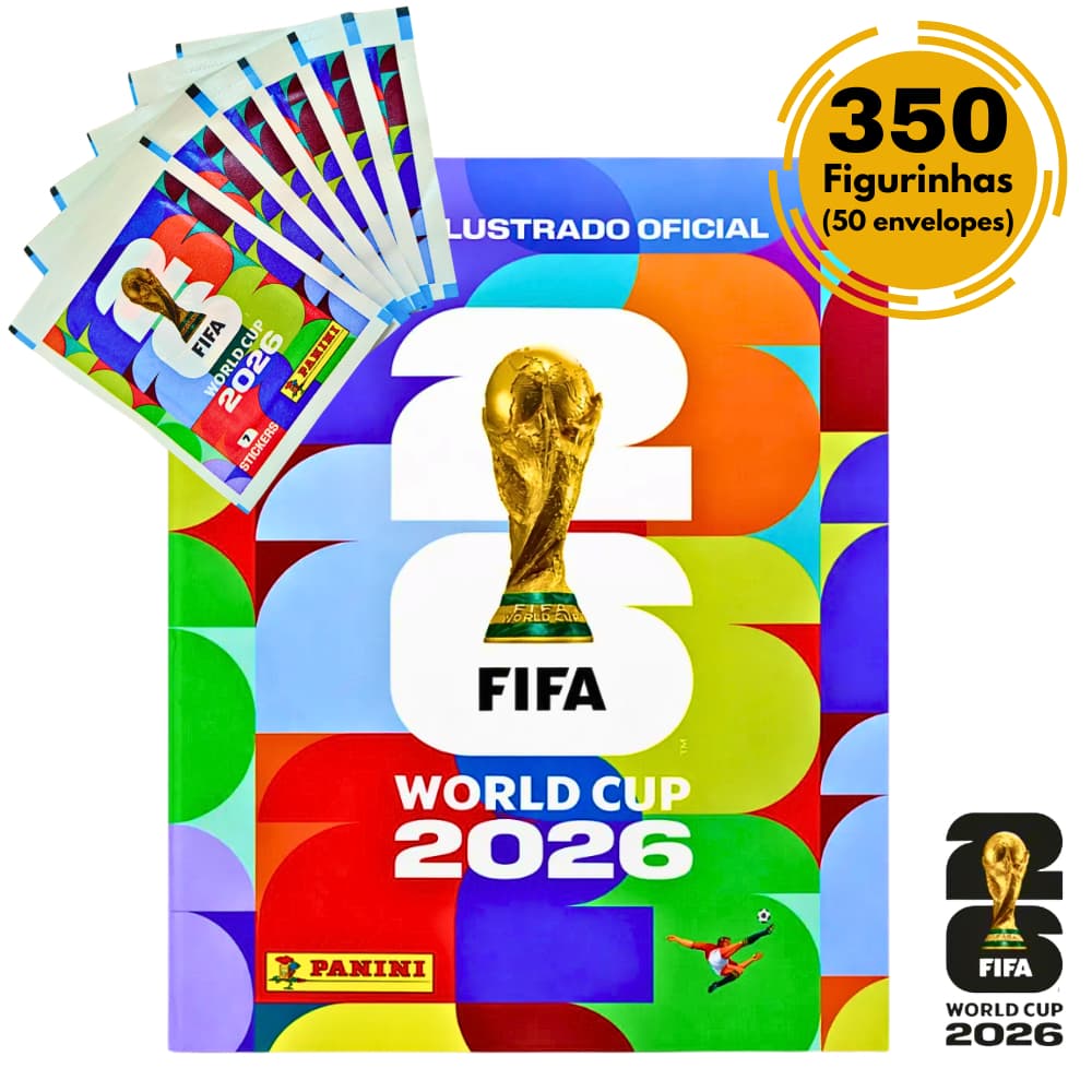 Kit Álbum Copa Do Mundo Fifa 2026 Oficial Capa Mole Brochura + 210 Ou 350 Figurinha Envelopes Pacotes Colecionável
