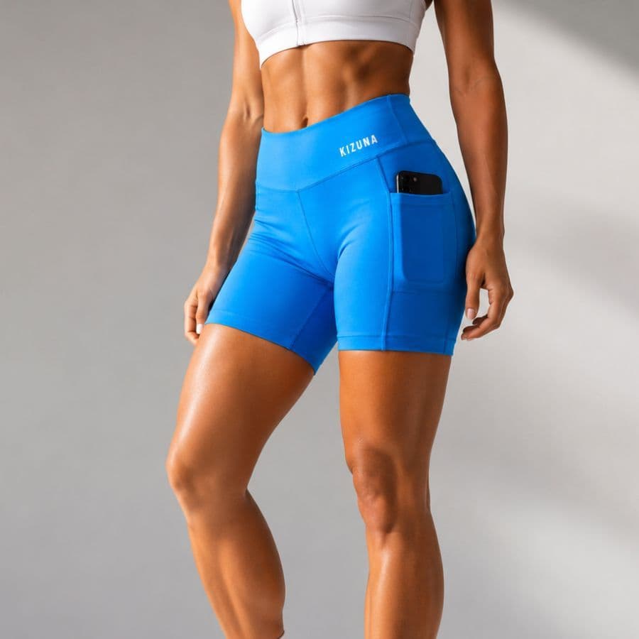 Short Feminino Kizuna Premium  Fitness Bermuda de Bolso Lateral Meia Coxa Suplex de Alta Tecnologia Zero Transparencia