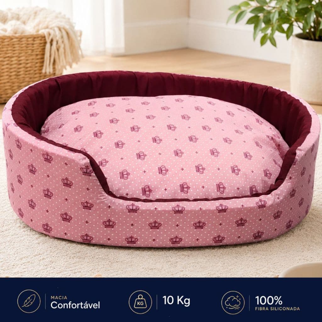 Caminha Pets 10 Kg Europa Estampada Cama Pet Redonda Cães e Gato Super Macia Confortável