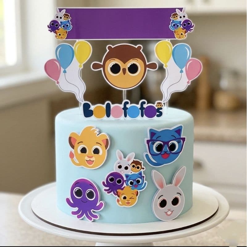 Topo de Bolo personalizado Boloofofoos Personalizado Papel F - Enfeite de Festa Infantil Decoração Parabéns Envio Rápido