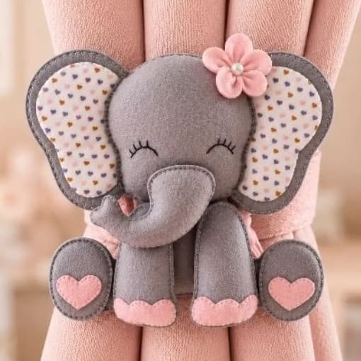 Par Prendedor de Cortina para Quarto de Bebê Elefantinha