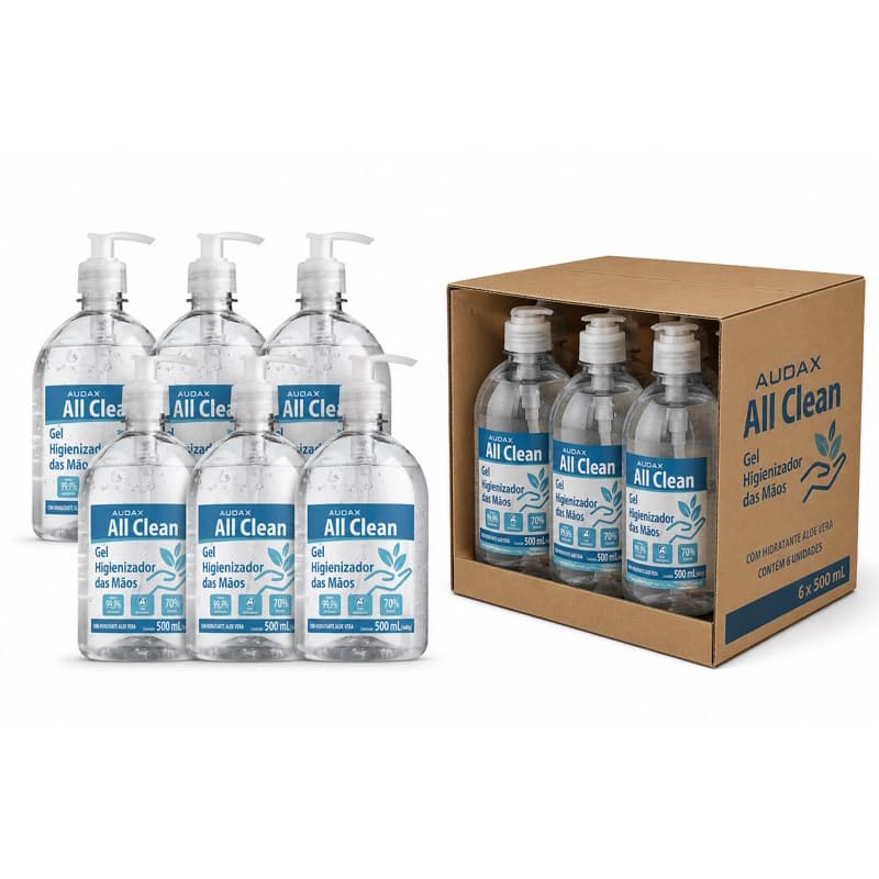 6 Álcool antisséptico gel 70º All Clean Pump 500ml Audax