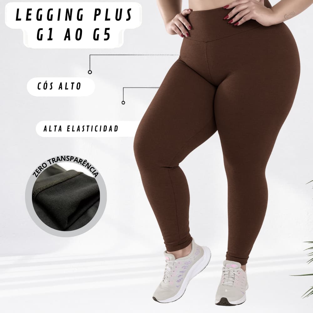 Legging Plus Size Suplex Cintura Alta Costura Reforçada G1 ao G5