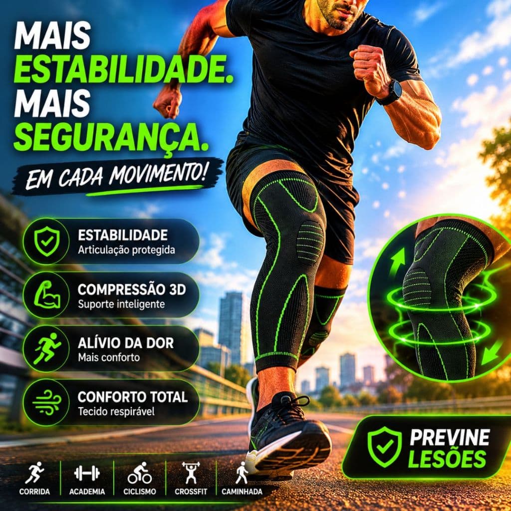 Meia Joelheira de Compressão Suporte Alongar Esportiva Ortopédica Térmica Alivio da Dor Circulação Fitness