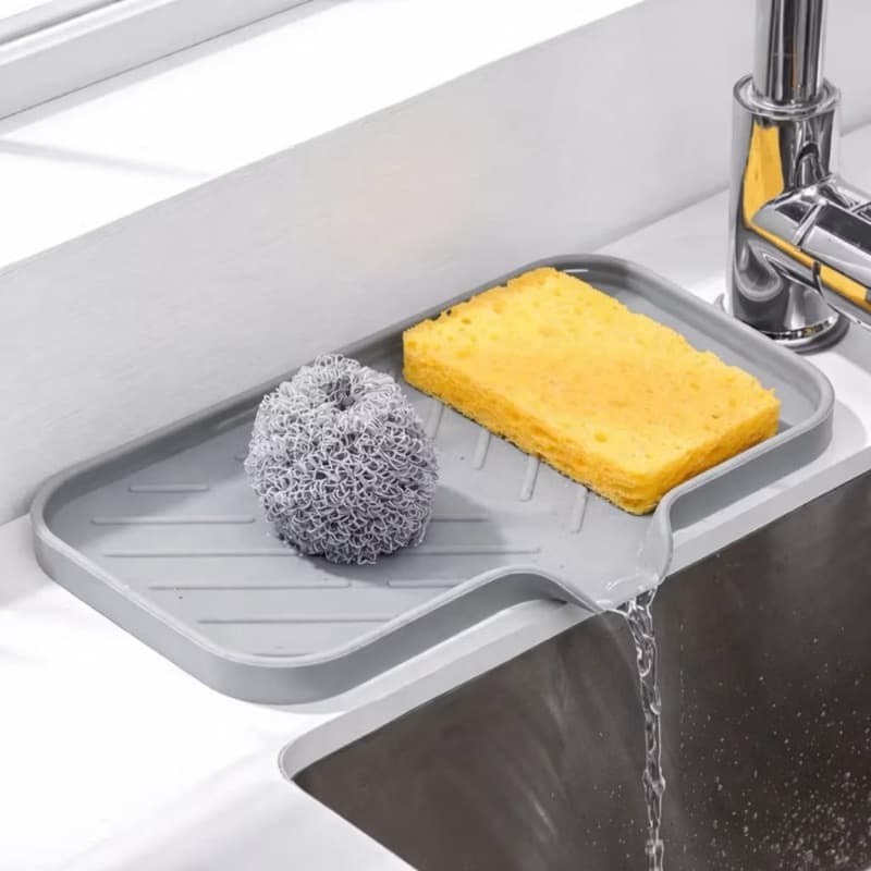 Tapete Porta Detergente Esponja sabão De Silicone Com Dreno Escorredor Pia De Cozinha