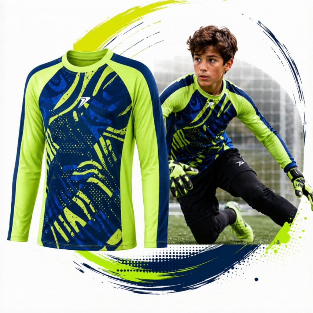 Camisa Goleiro Futebol Infantil Manga Longa Poker Com Proteção Cotovelo Conforto Respirável