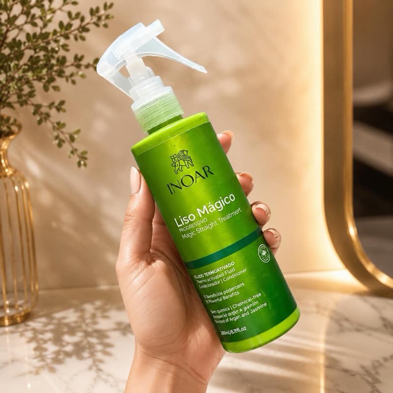 Inoar Liso Mágico Fluído Progressivo Protetor Termoativo 200ml - Elimina Frizz, Selagem, Brilho Intenso