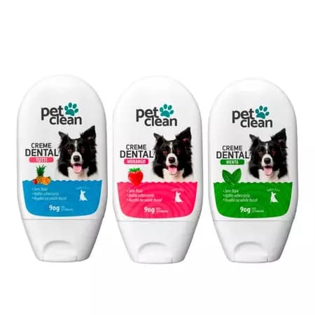 Creme Dental para cachorro Cães Gato Pet Clean