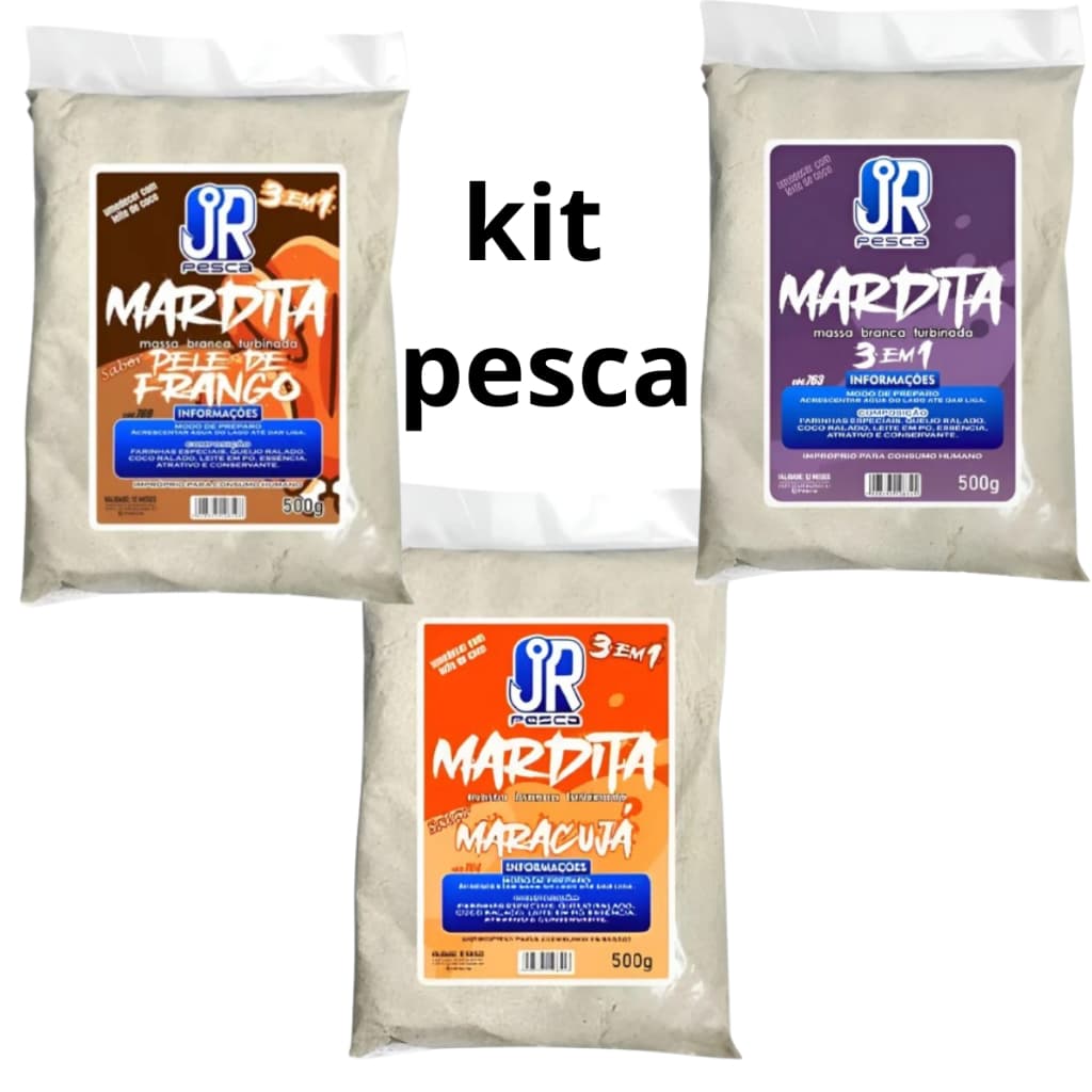 KIT MASSA MARDITA 3 EM 1 TRADICIONAL, FRANGO, MARACUJÁ JR PESCA