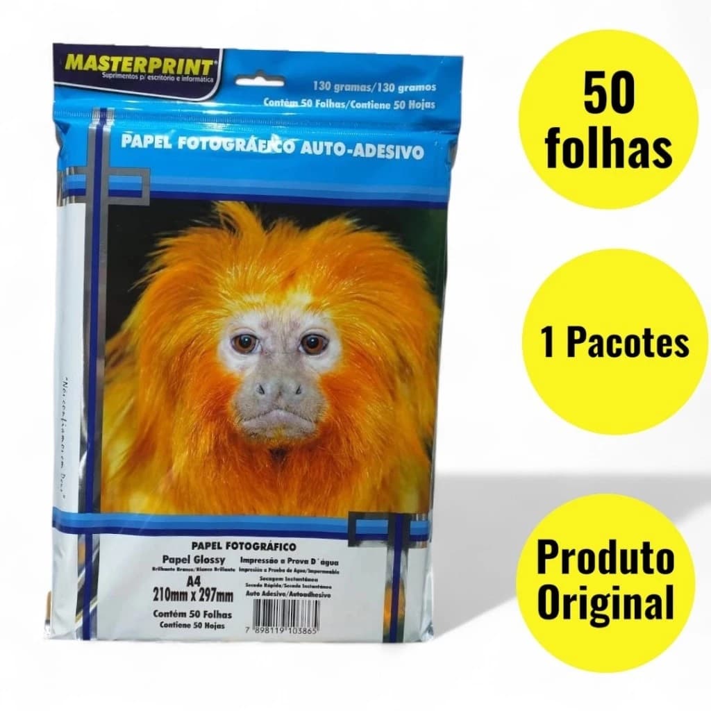 Papel Fotográfico Adesivo 130G Glossy A4 MASTERPRINT (PAPEL ADESIVO)