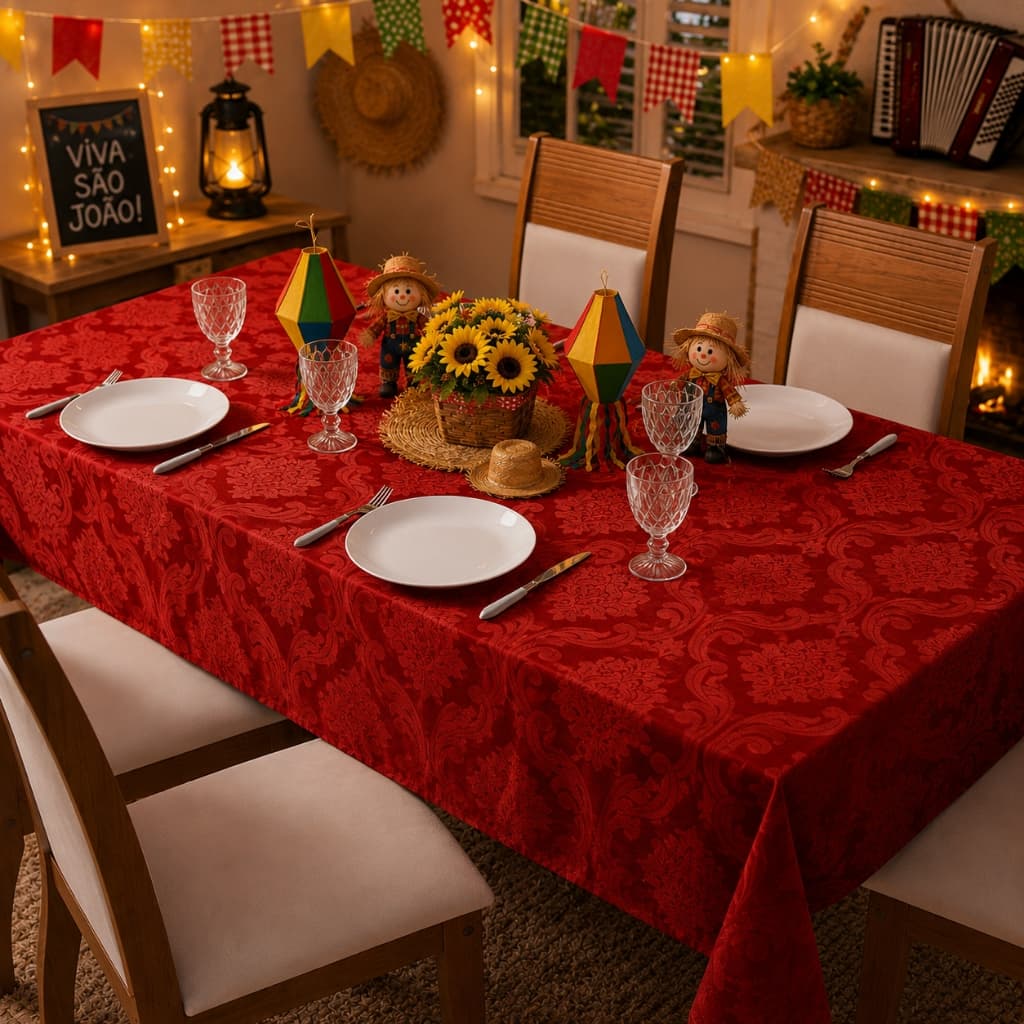 Toalha de mesa Jacard Retangular tecido Jacquard Luxo para 8 lugares 2,50 x 1,40 m