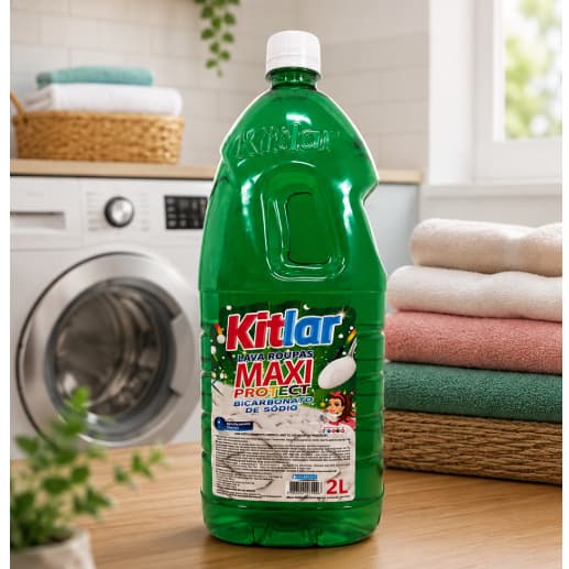 Lava Roupas Líquido 2L Kitlar Max Protect com Bicarbonato Limpeza Profunda