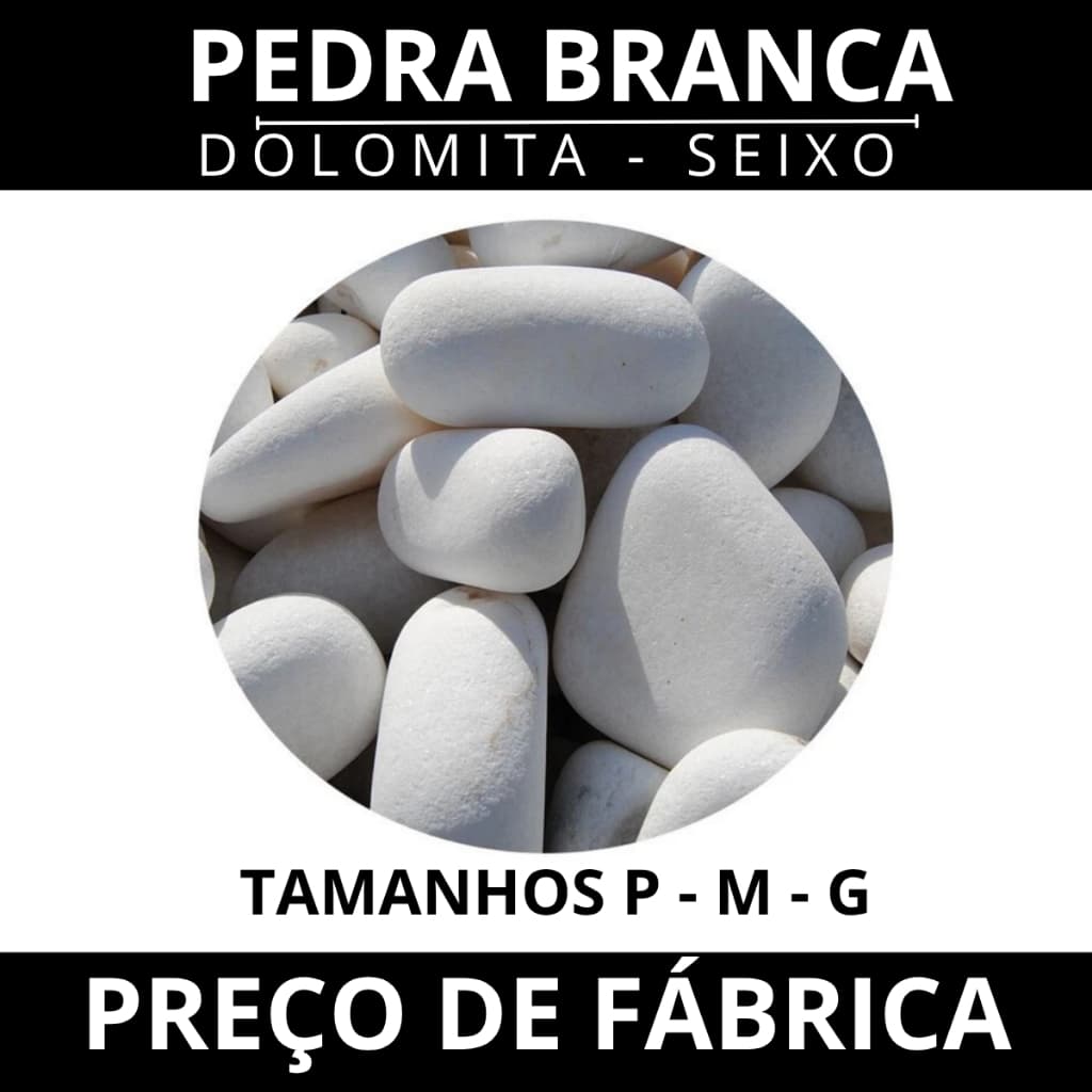 Pedra Seixo Branco Dolomita 5kg Direto da Fábrica Ideal para Decoração de Vasos e Jardins