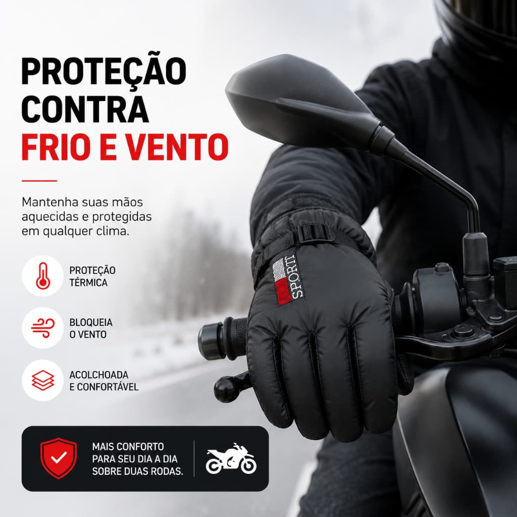Luva Térmica Com Forro Interno Impermeável Moto Frio Chuva Inverno Antiderrapante Unissex