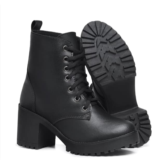 Bota Coturno Feminina Tratorado Bota Tratorada Feminina Salto Grosso Confotável