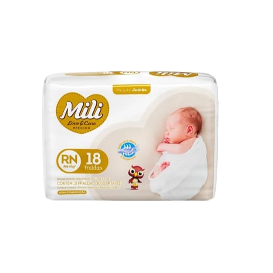FRALDA INFANTIL MILI LOVE & CARE PREMIUM RN C/18