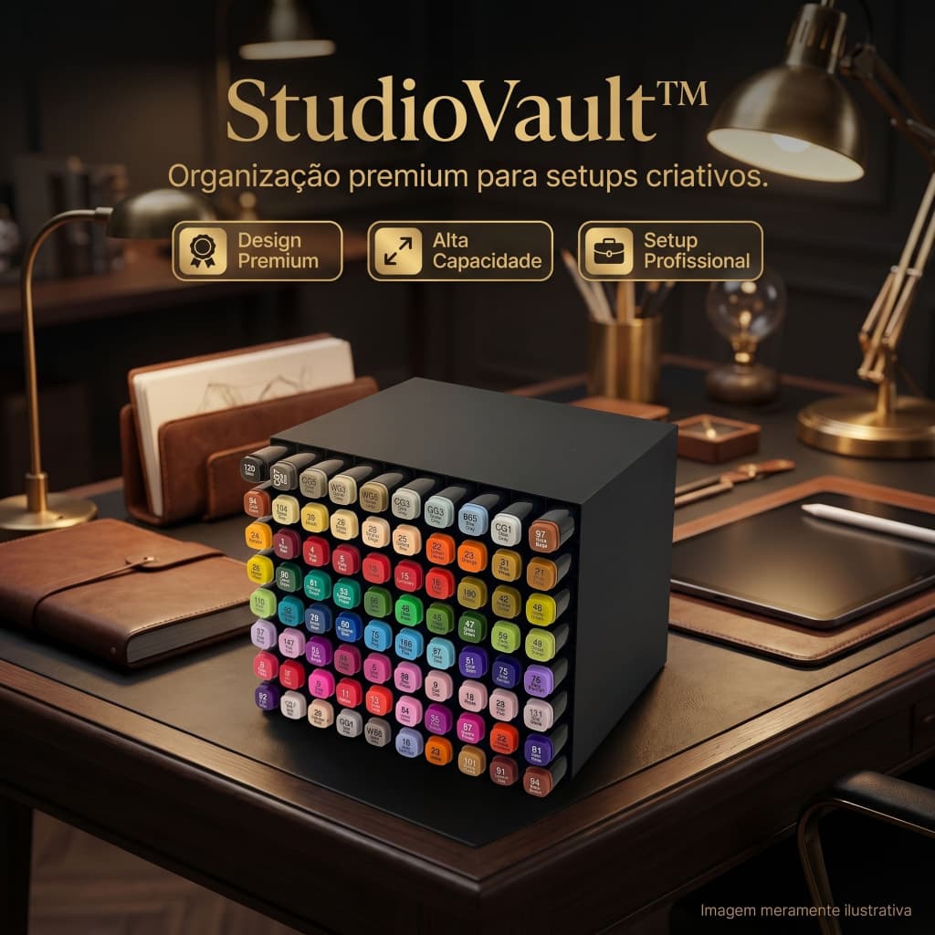 Organizador Premium para Marcadores | Porta Canetas Profissional Alta Capacidade para Setup Criativo