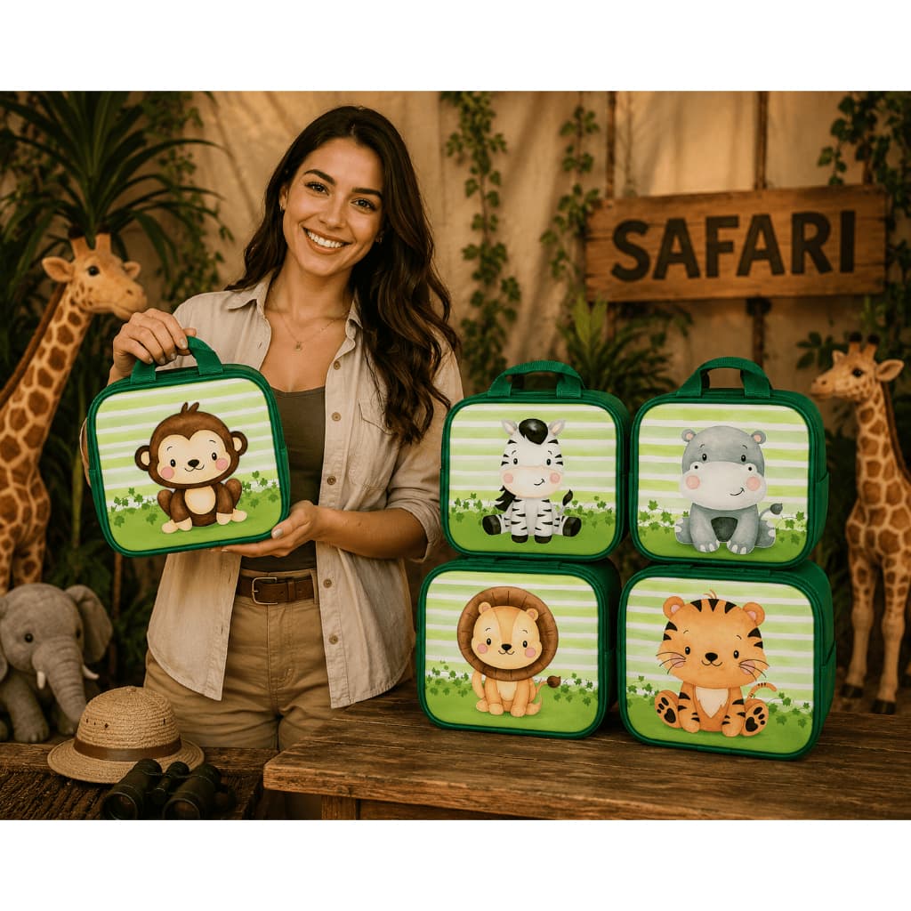 Maleta Safari  para aniversario. Lembrancinha sem personalização. KITS 10/20/30
