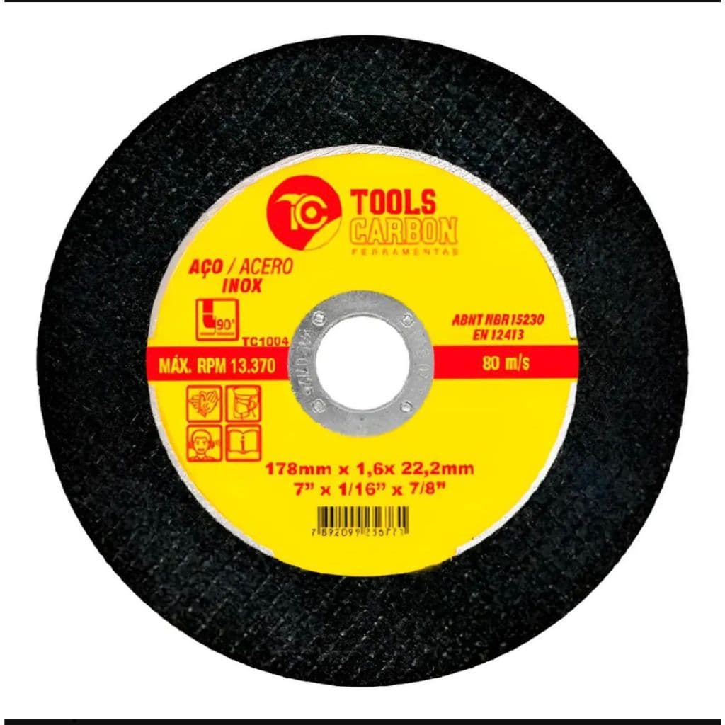 Disco De Corte Aço Inox 7 Pol Tools Carbon 178 mm x 1,6x 22,2mm 7'' x 1/16'' x 7/8''
