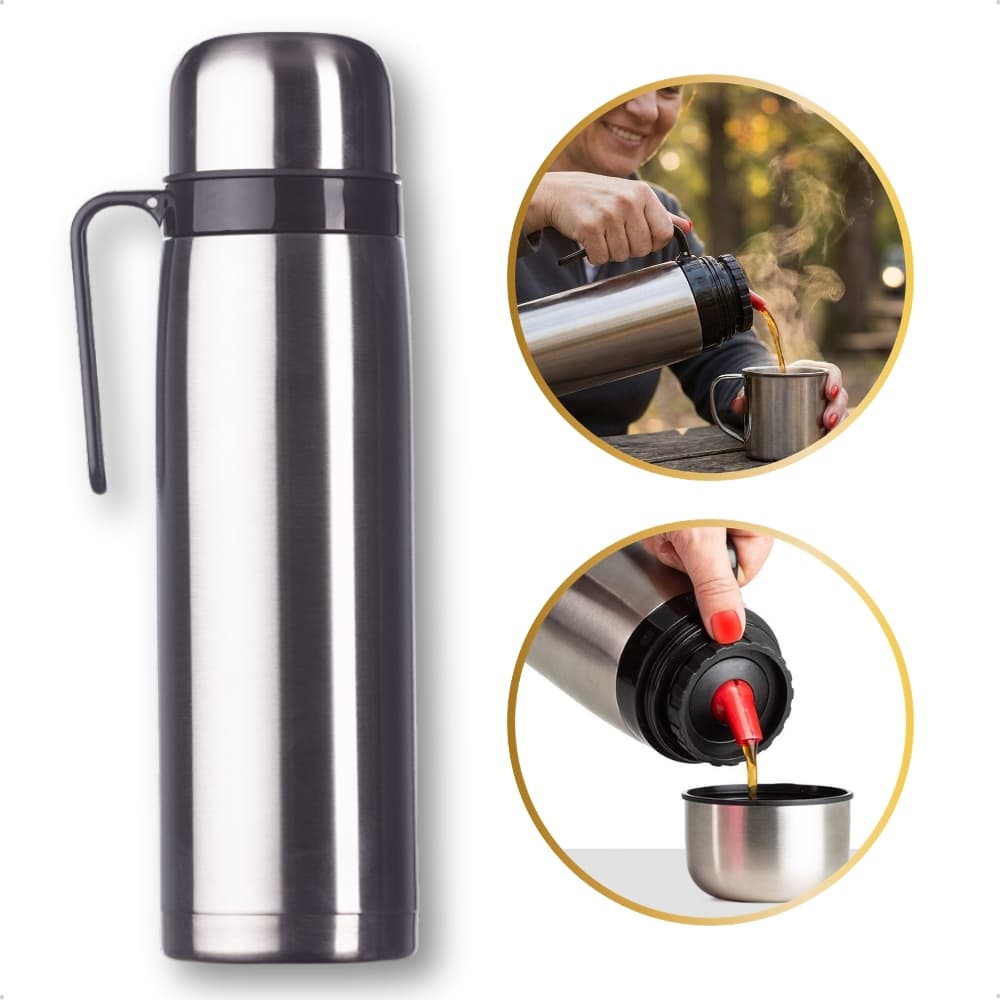 Garrafa Térmica Inox Resistente 1 Litro Água Quente Café Chá