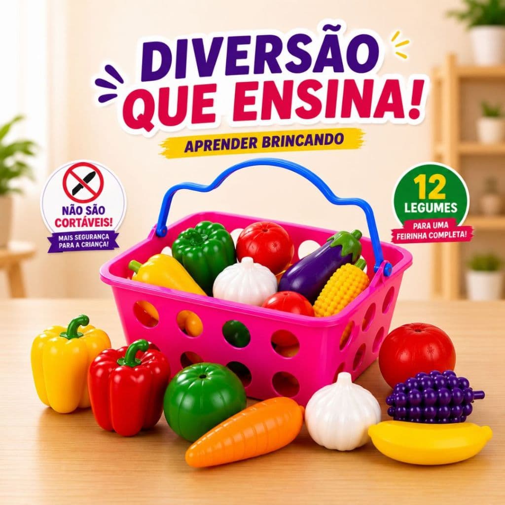 Brinquedo Infantil Frutas e Legumes Cozinha Comidinha Mercadinho com Frutinhas 🚀