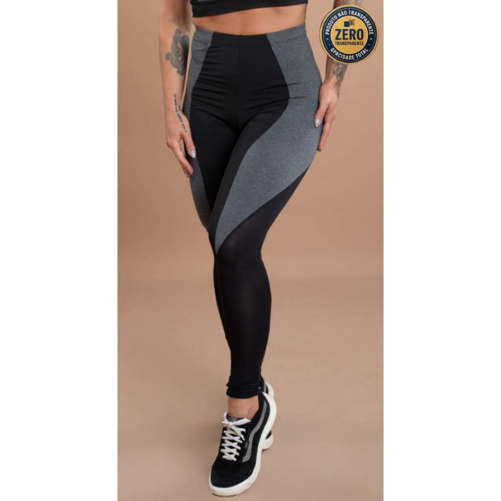 Calça Legging Cintura Alta Feminina Com Detalhe Recorte Perna Academia Treino Moda ZERO TRANSPARÊNCIA