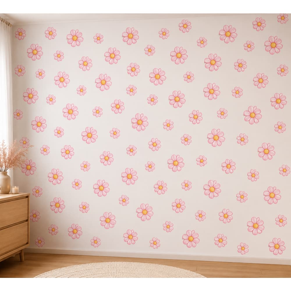 Kit 100 Adesivos Autocolante Flores Margaridas de Parede Decoração