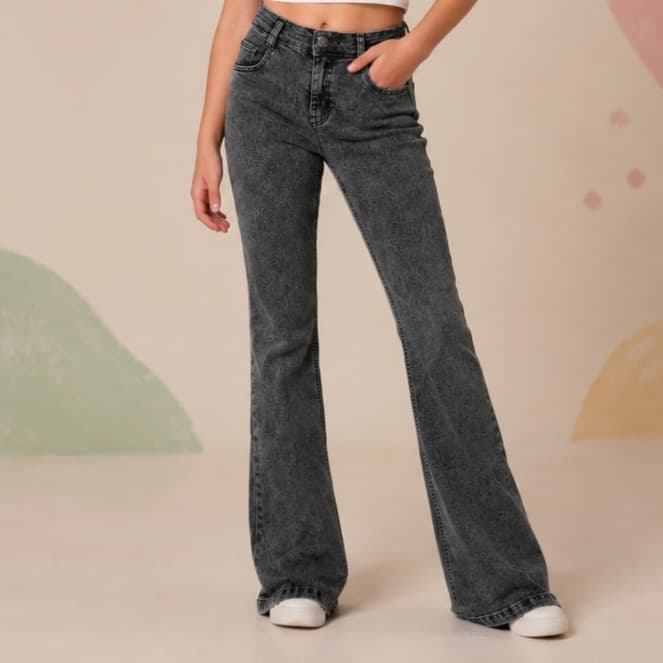 Calça Jeans Flare Infantil Menina Juvenil Boca Larga Feminina Bailarina