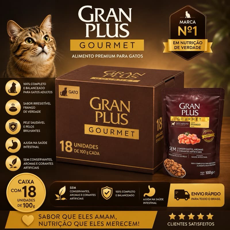 Ração Úmida Gran Plus Gourmet Sachê para gato