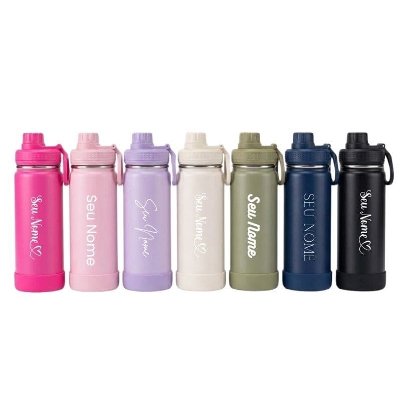 Garrafa Térmica Personalizada Com Seu Nome/Logo A Laser 600ml I Academia, Faculdade, Presente