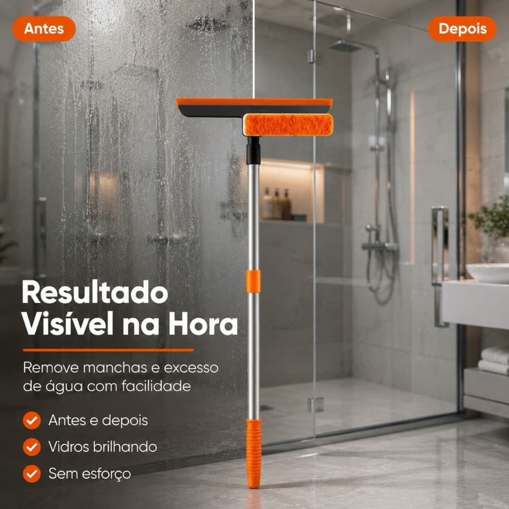 Rodo Multiuso 3 Em 1 Box Vidro Janela Cabo Esfregão
