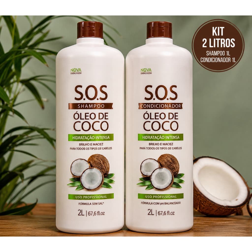 Kit Shampoo + Condicionador S.O.S Óleo de Coco 2 Litros