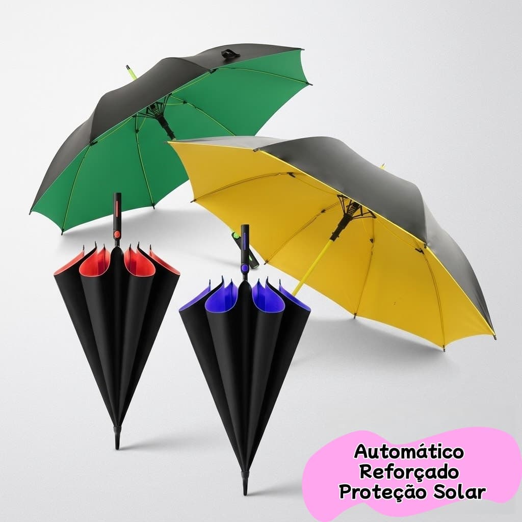 Guarda Chuva Automático Grande 8 Hastes Tecido Com Blackout Reforçado Proteção Solar