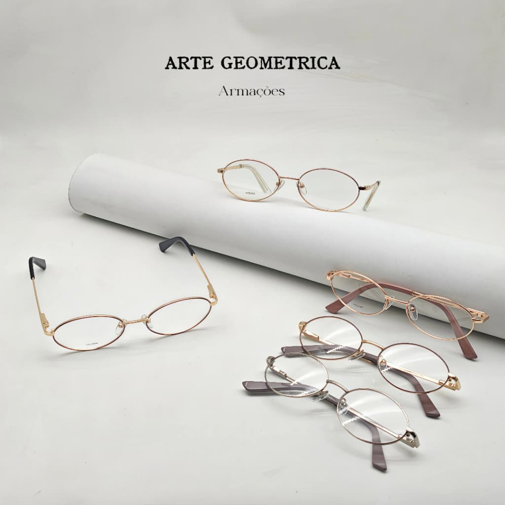 【Arte】Armação De Óculos Retrô Oval Pequena De Metal Para Mulheres Várias Cores Blogueira