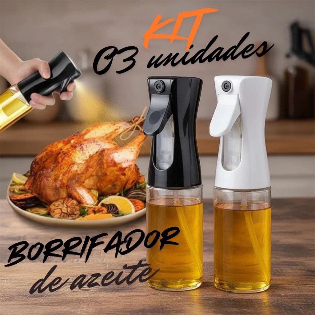 Kit 3 Peças Borrifador Azeite Pulverizador Culinário 180ml Para Cozinhas Envio imediato Frete Grátis