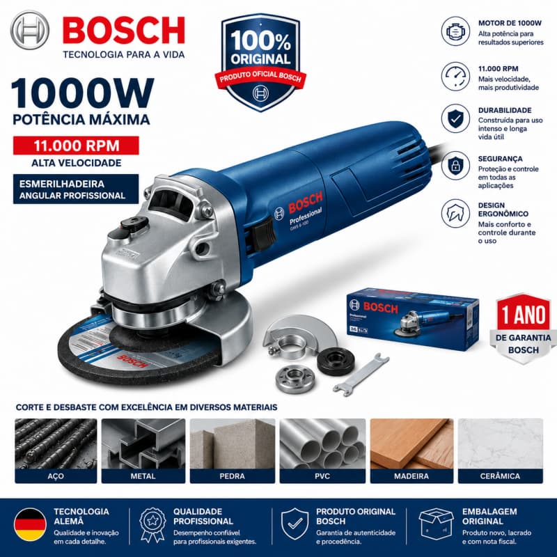 esmerilhadeira lixadeira bosch 110v GWS6-100 serra 1000W lixadeira 220V Angular esmerilhadeira