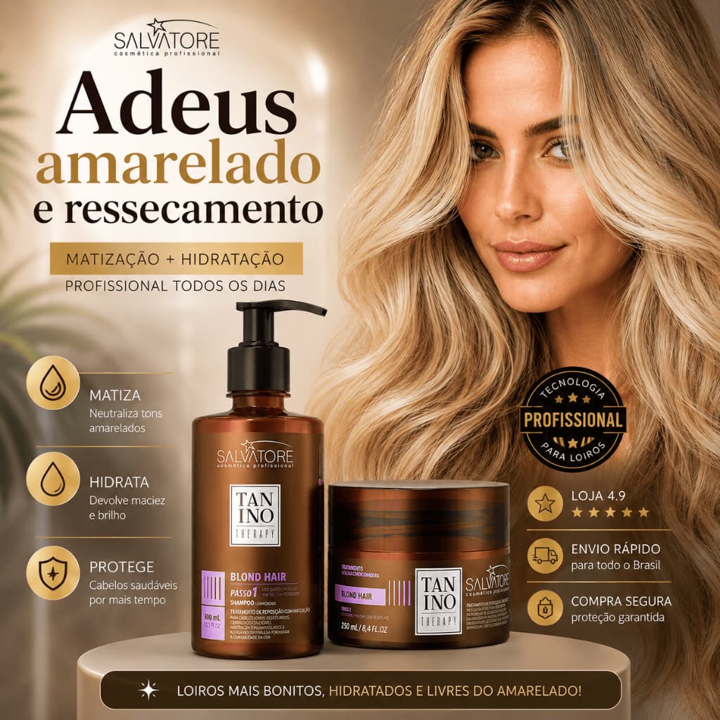 Salvatore Blond Hair Kit Matizador Profissional Anti Amarelo Hidratação Loiros