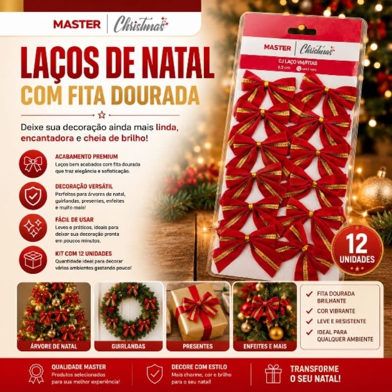 Laços de fitas Natalina Enfeite Guirlanda Presentes Árvore de Natal Laços de Fita Premium Decoração Brinde